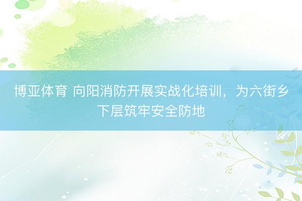 博亚体育 向阳消防开展实战化培训，为六街乡下层筑牢安全防地