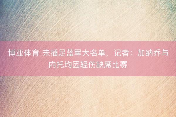 博亚体育 未插足蓝军大名单,记者:加纳乔与内托均因轻伤缺席比赛