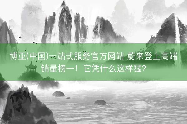 博亚(中国)一站式服务官方网站 蔚来登上高端销量榜一！它凭什么这样猛？