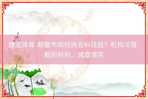 博亚体育 颠簸市如何执仓科技股？机构冷落：甄别标的，减虚增实